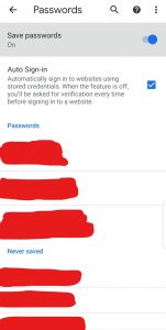 passwords tab in chrome mobile
